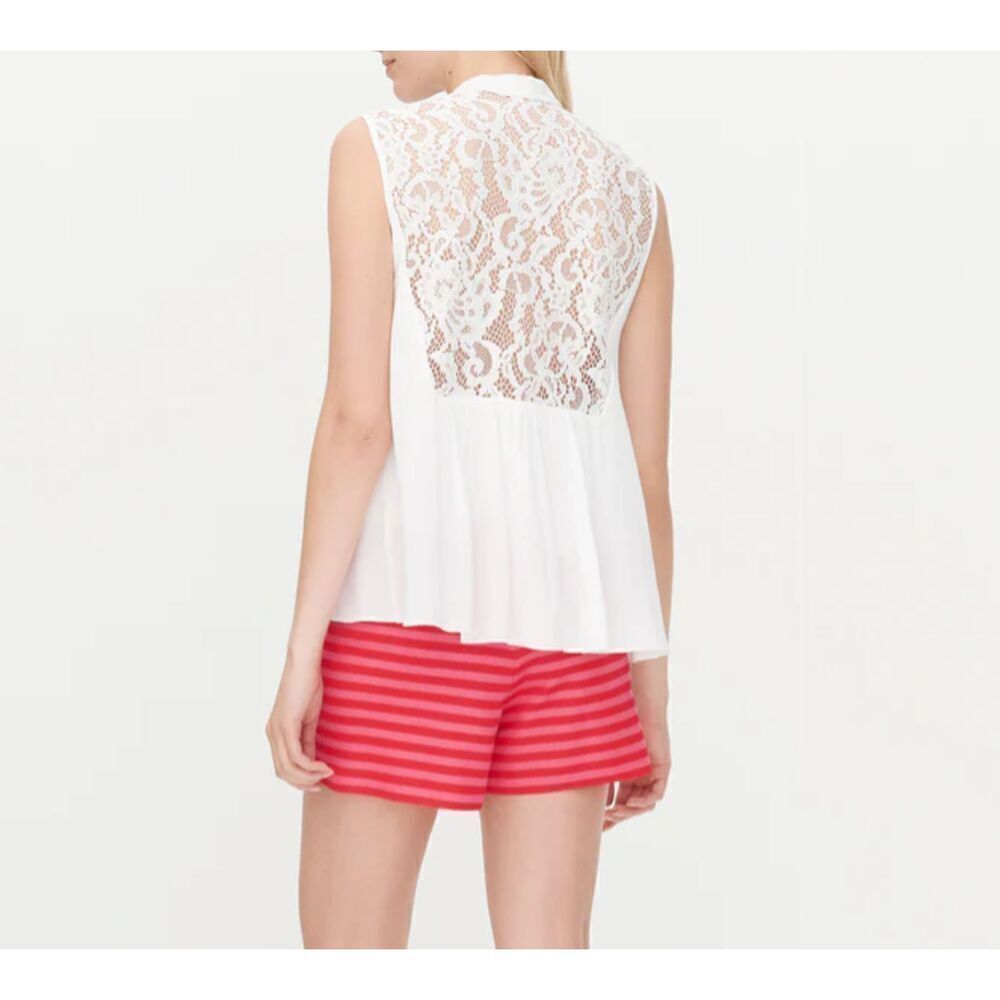 Sandro White Lace-Back Sleeveless Blouse